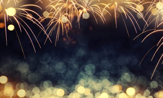 Defocused fireworks and bokeh at New Year