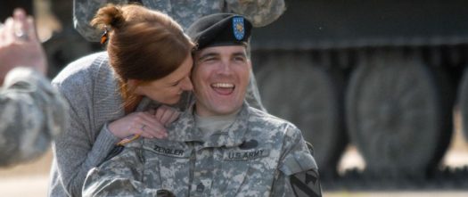 Wife surprises husband in uniform