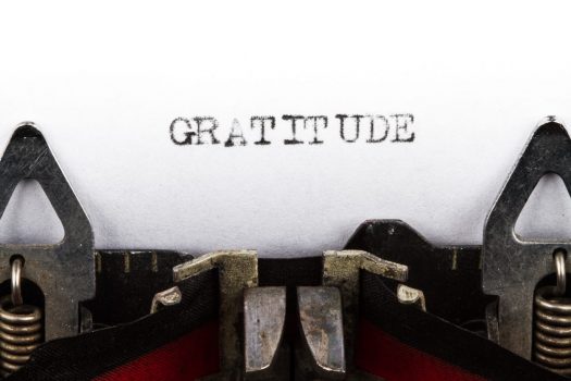 Typewritten word "Gratitude"