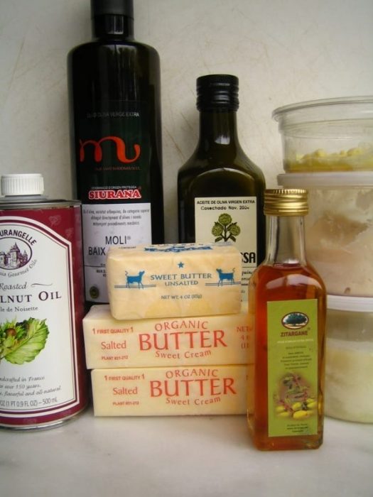 Assorted butter and cooking oils