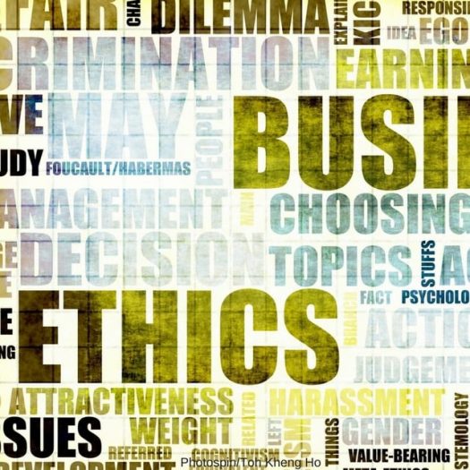 Word cloud. "Ethics" is the largest word
