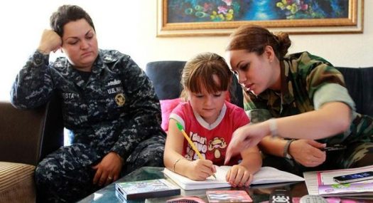 Gay military couple with child