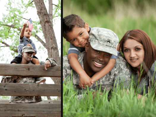 Military family outdoors