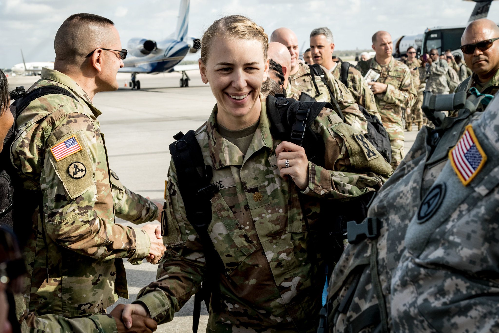 Female solider smiling