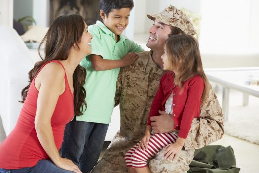 Military family laughing together