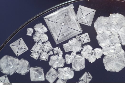 Sodium chloride crystals