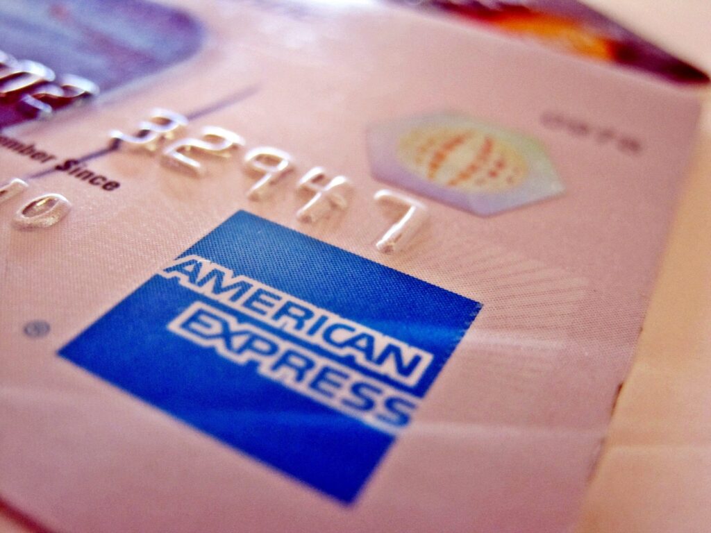 Close-up of an American Express credit card