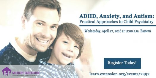 ADHD, Anxiety, and Autism: Practical Approaches to Child Psychiatry promotional poster showing father and son