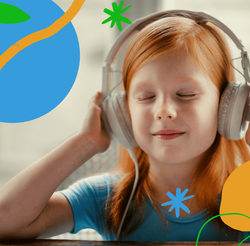 Young Girl Listening to Music with Headphones