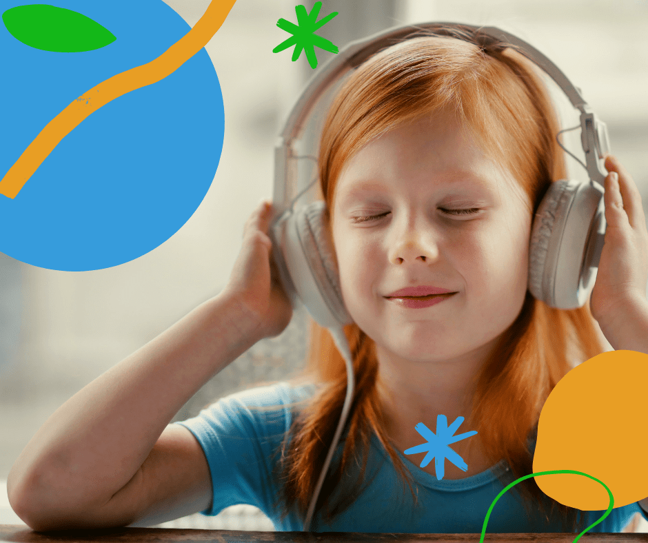 Young Girl Listening to Music with Headphones