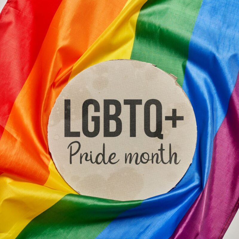 LGBTQ+ Pride month banner with rainbow colors 2022