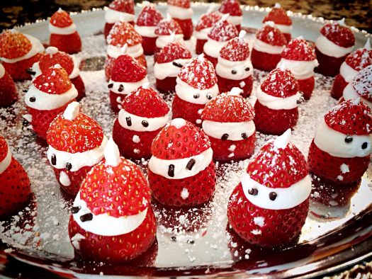 Santa strawberries on platter