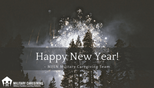 Fireworks above forest: Happy New Year! from the OneOp Military Caregiving Team