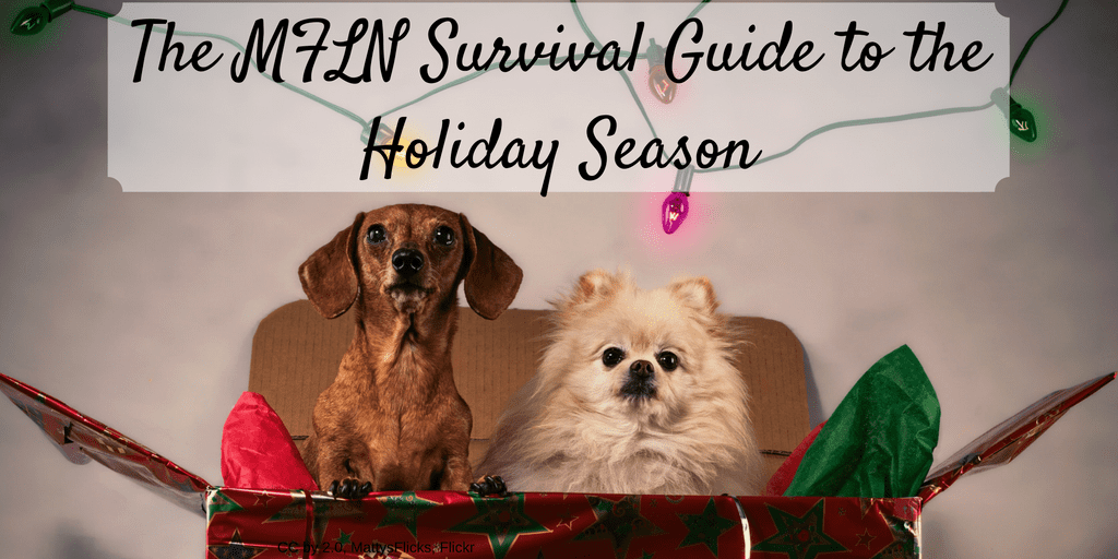 Header photo - two dogs in gift box with holiday lights and text "the OneOp survival guide to the holiday season"