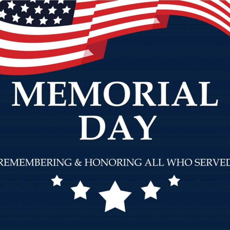 Memorial Day graphic with U.S. flag