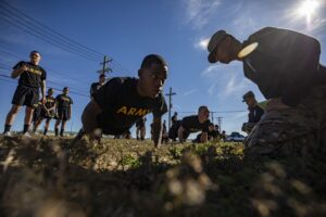 Army recruit doing push-ups