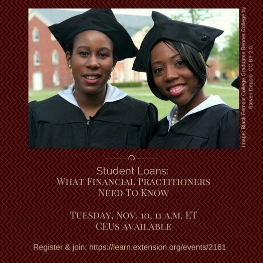 Student Loans: What Financial Practitioners Need to Know banner image showing college graduates
