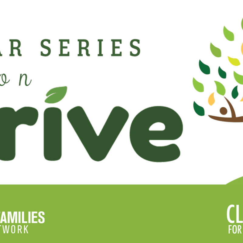 image of text reading, "Webinar Series on Thrive" with clip are tree