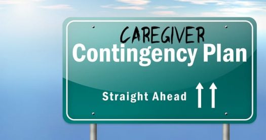 Road sign that says, "Caregiver Contingency Plan: Straight Ahead"