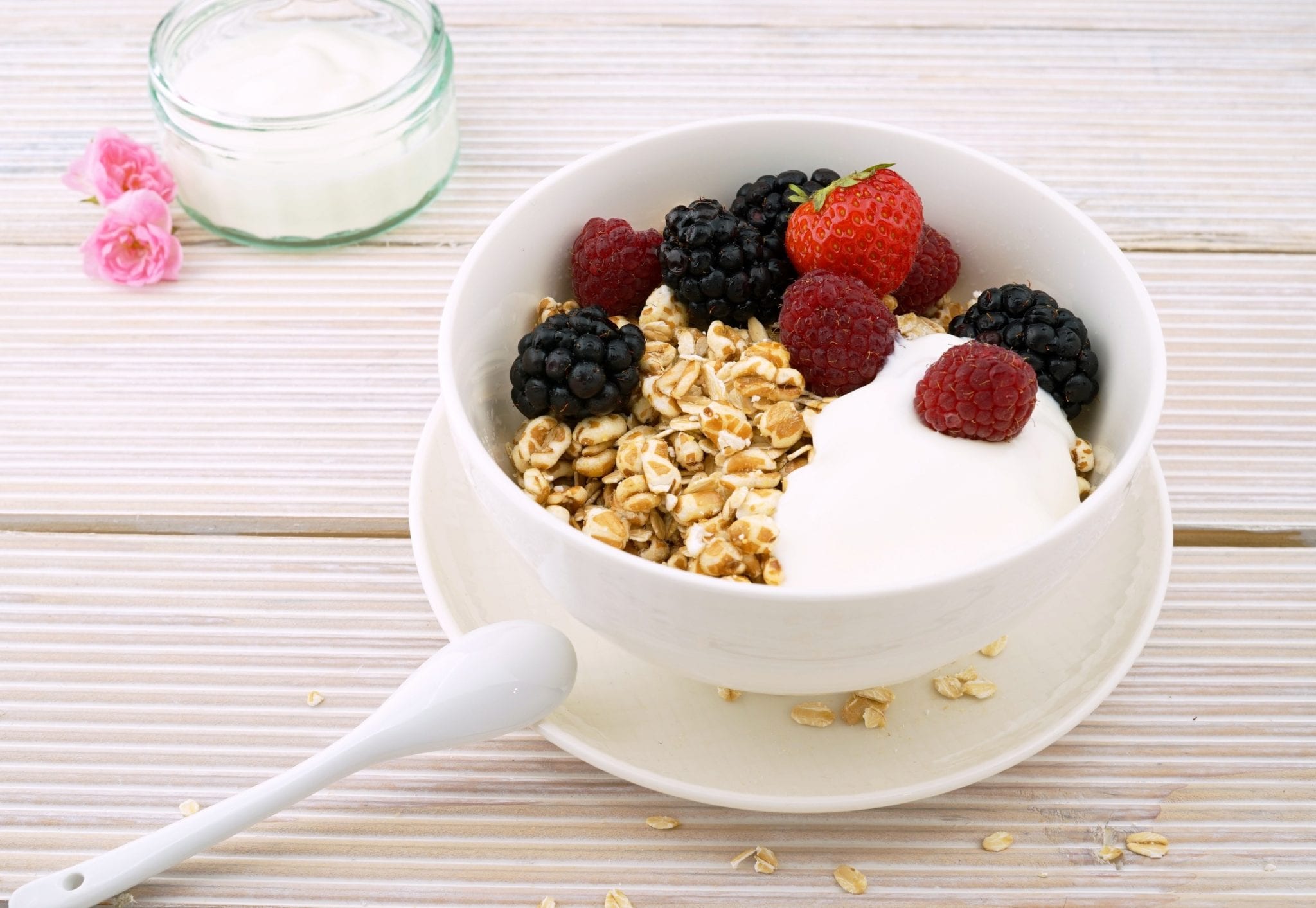 Yogurt and berries with granola