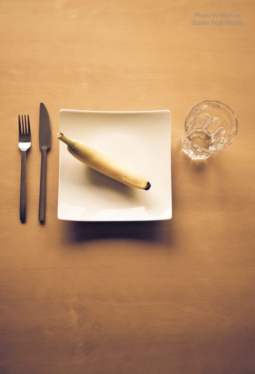 plate knife fork banana