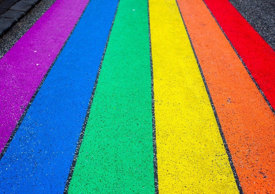 Pride rainbow drawn out on street