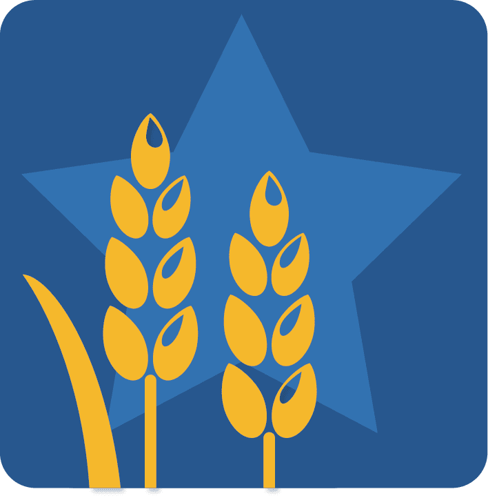2023 MFRA logo wheat icon in front of a blue star