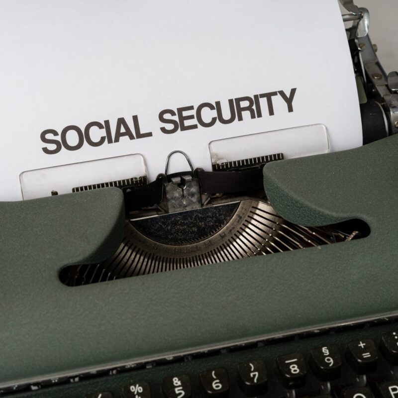 typewriter with the words social security