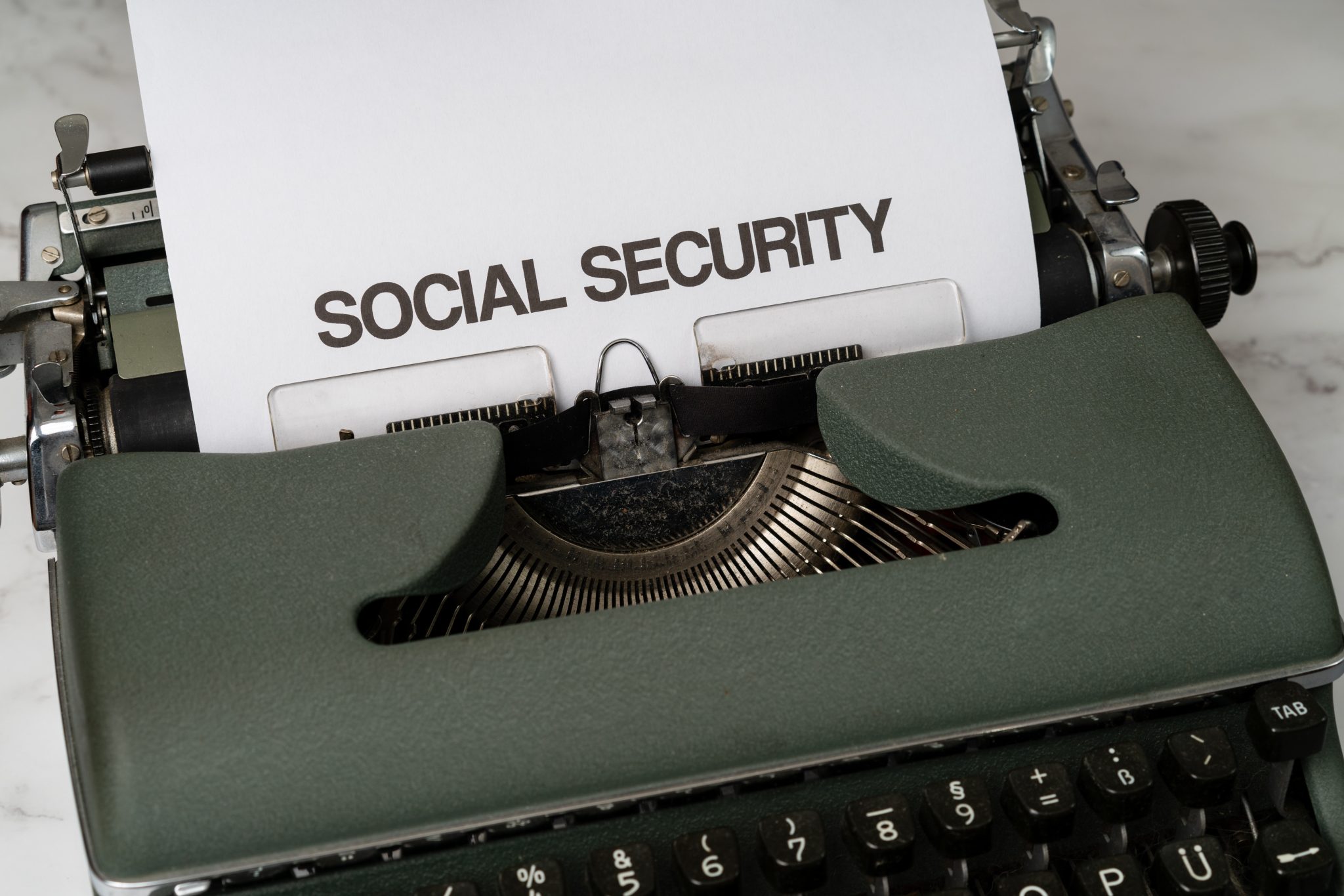 typewriter with the words social security