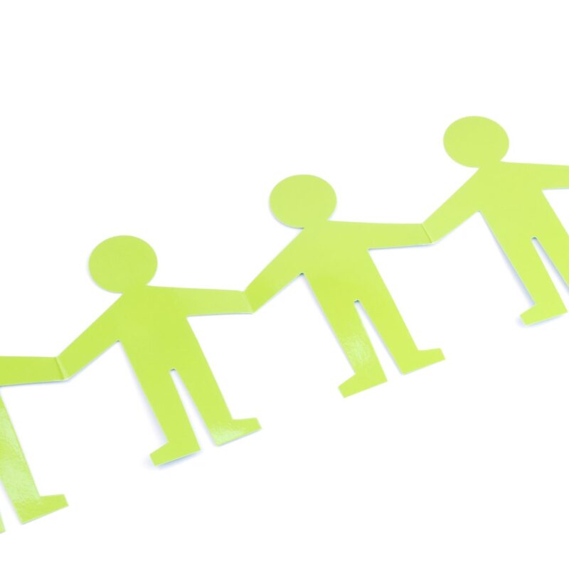 Image of green figures representing people connected, concept for connections between people
