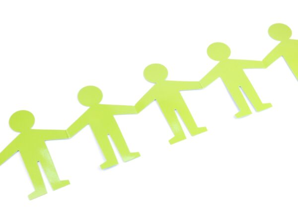 Image of green figures representing people connected, concept for connections between people