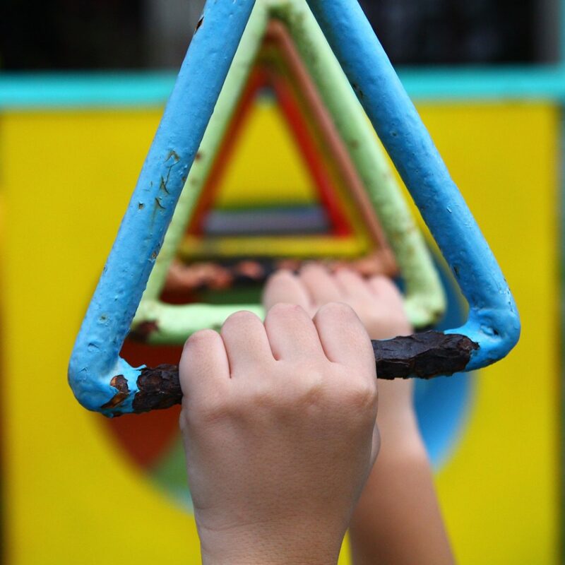 Image of children's hands on monkey bars