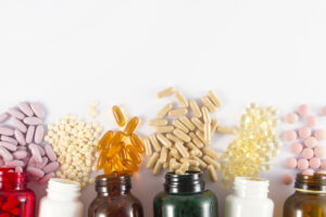 Variety of dietary supplement pills