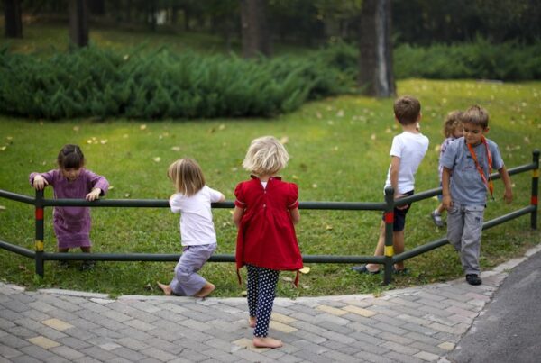 Young children playing in a park