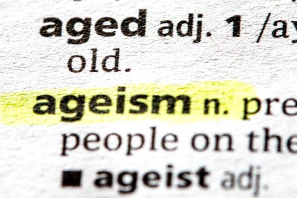 Close up photo of the word ageism