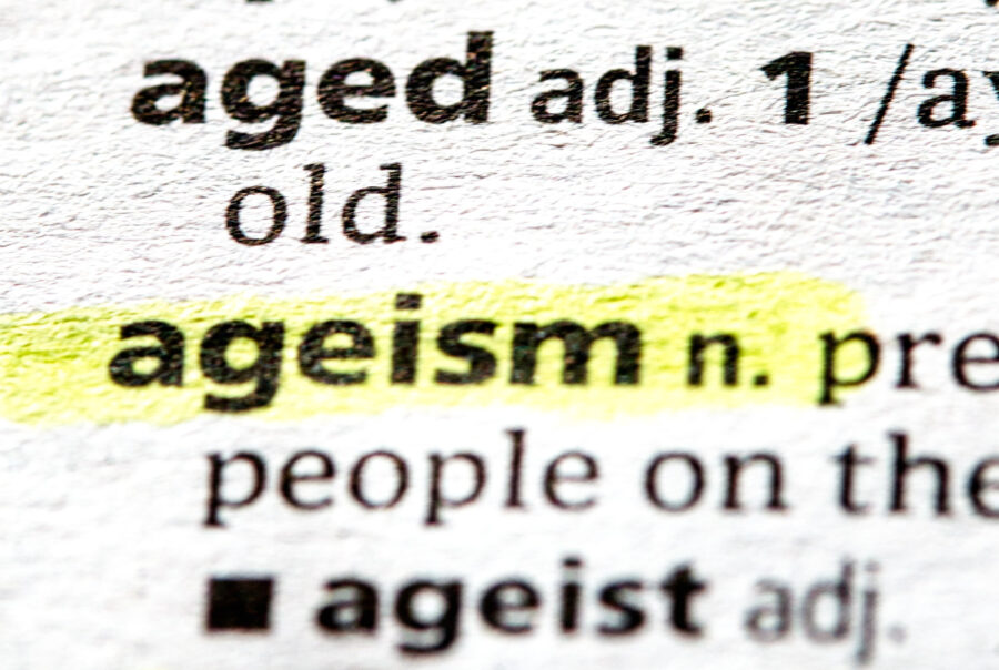 Close up photo of the word ageism