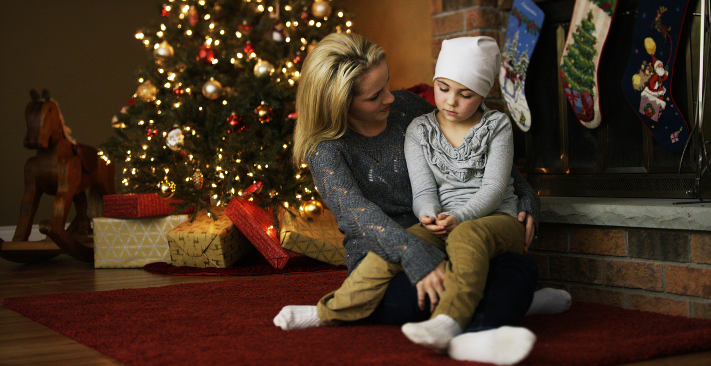 Little Girl with Cancer at Home with Her Mom