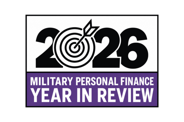 white background black text 2026. purple background white text military personal finance year in review